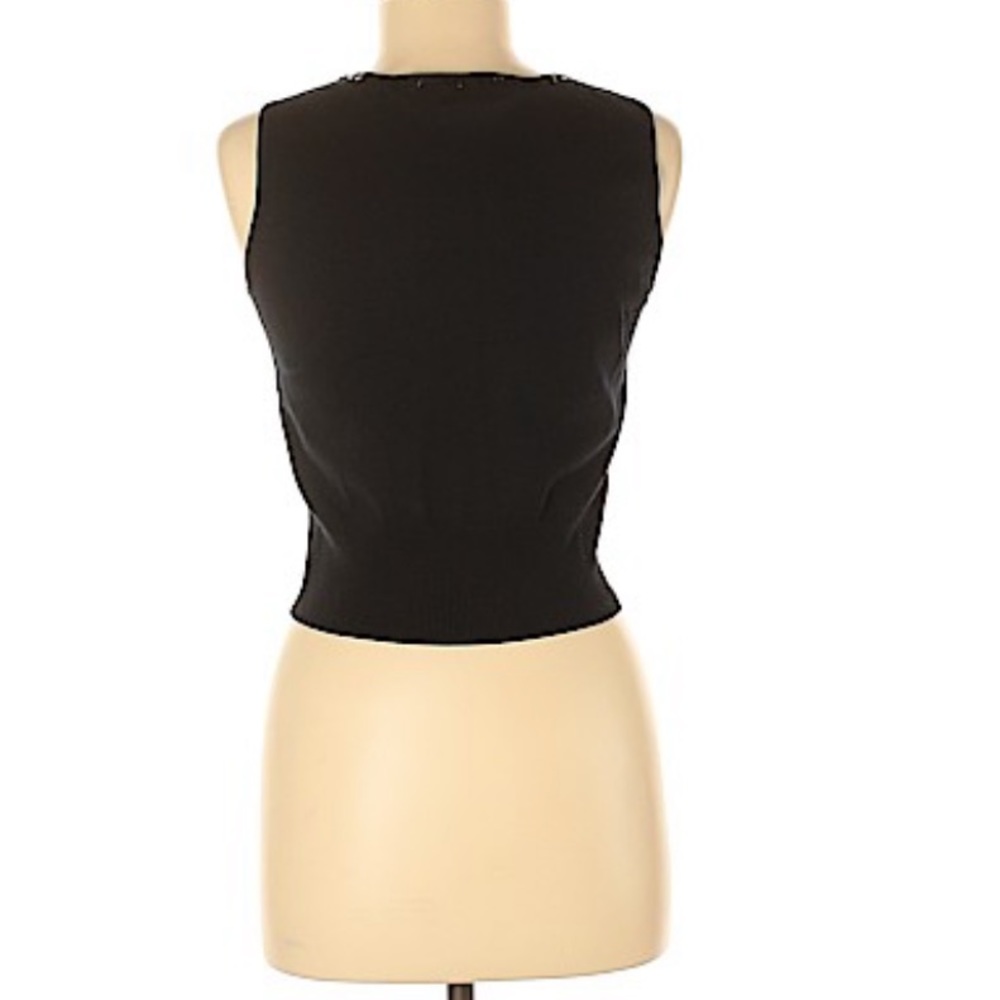 Adrianna Papell Sleeveless Silk Sweater Top in Black Size Medium Petite - Picture 2 of 2